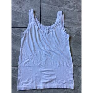 Hanro White Tank Top XL Scoop Neck Micro-Polyamide Stretch Camisole